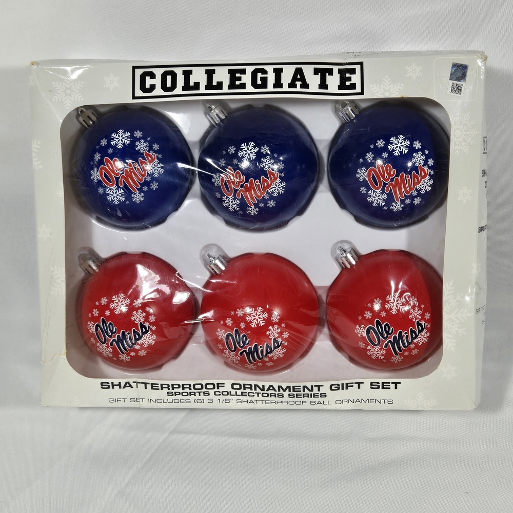 Ole Miss Shatterproof Ornament Gift Set - Red & Blue